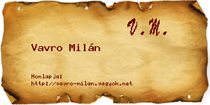 Vavro Milán névjegykártya